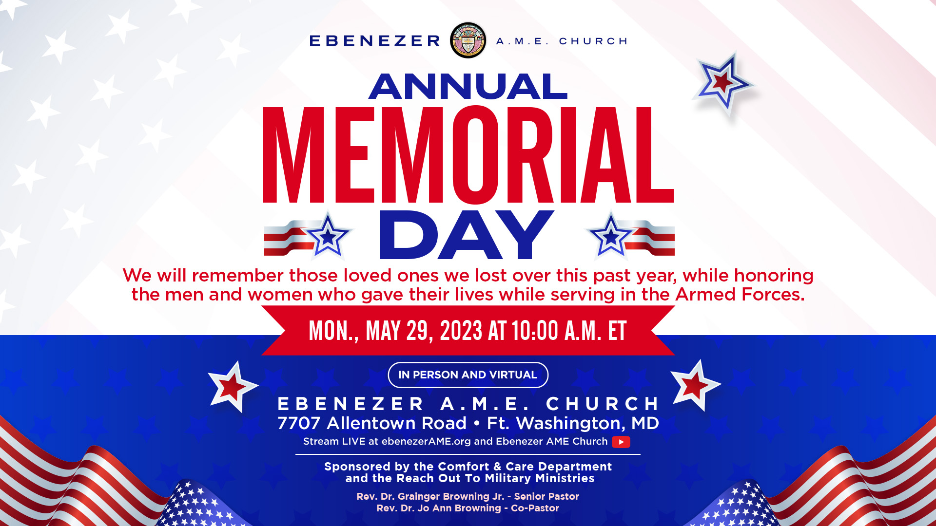 Memorial Day Celebration Worship Service Ebenezer A M E Church