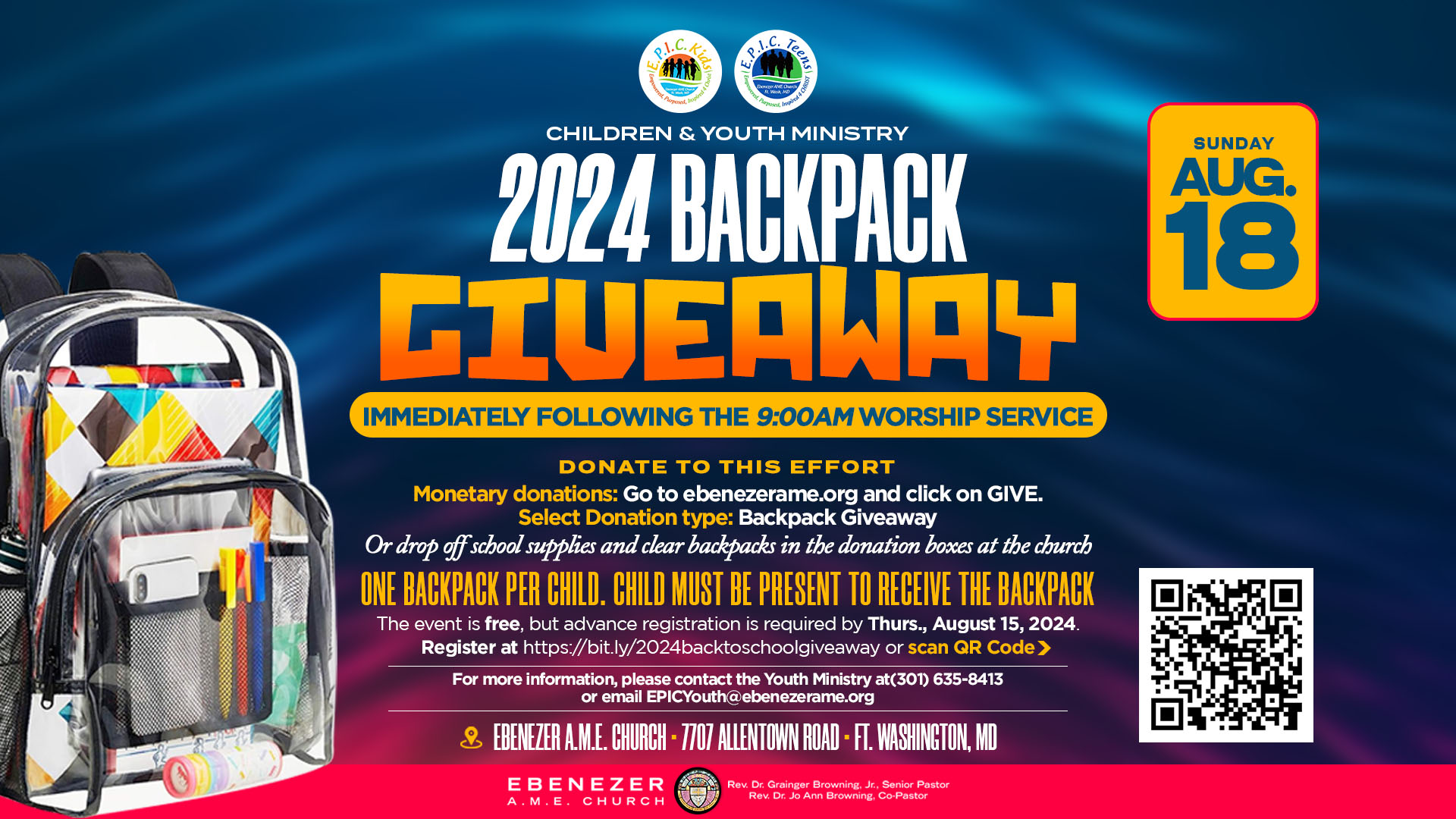 2024 Back to School Backpack Giveaway