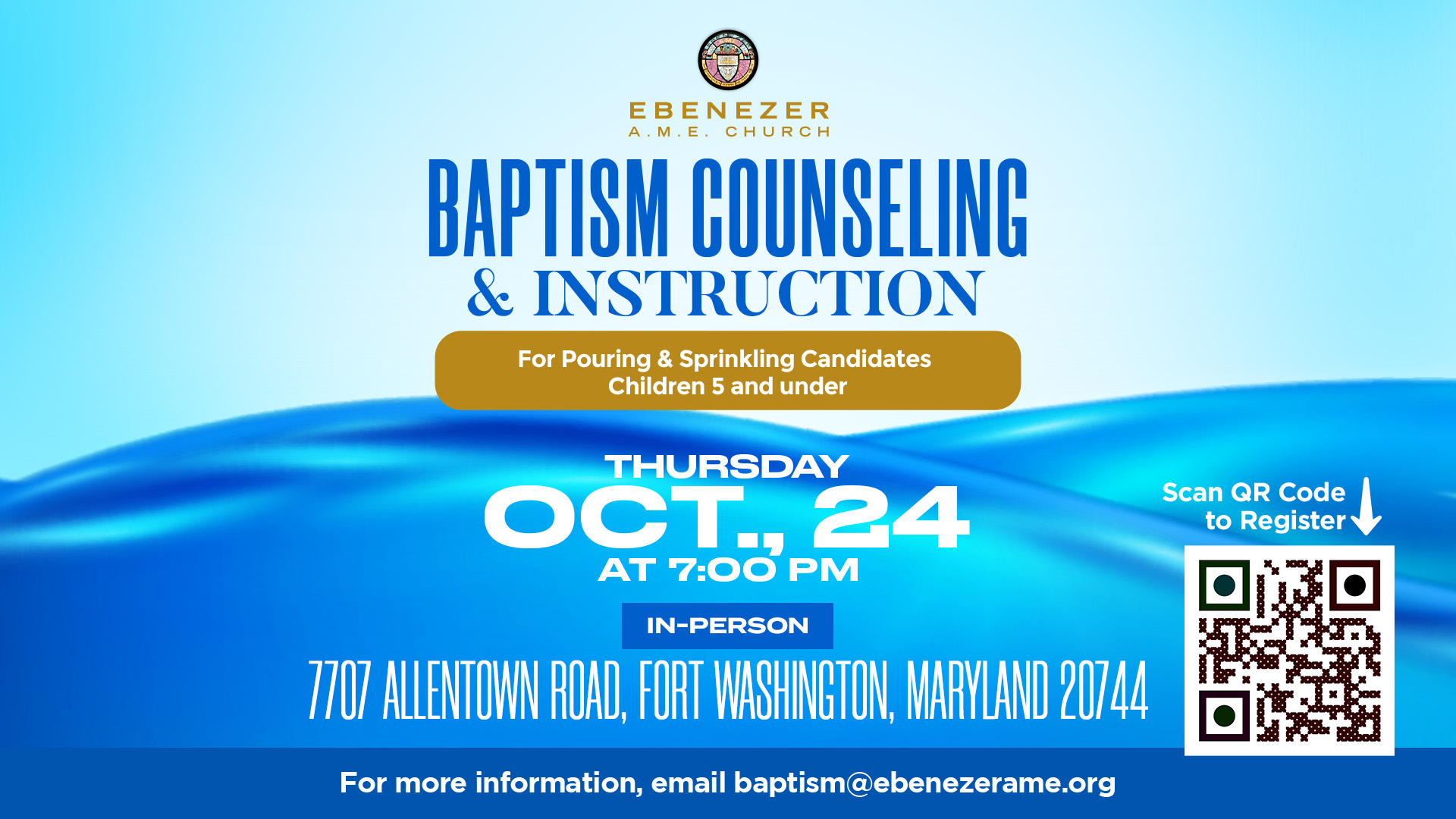 Baptism Pouring & Sprinkling on Oct 24 