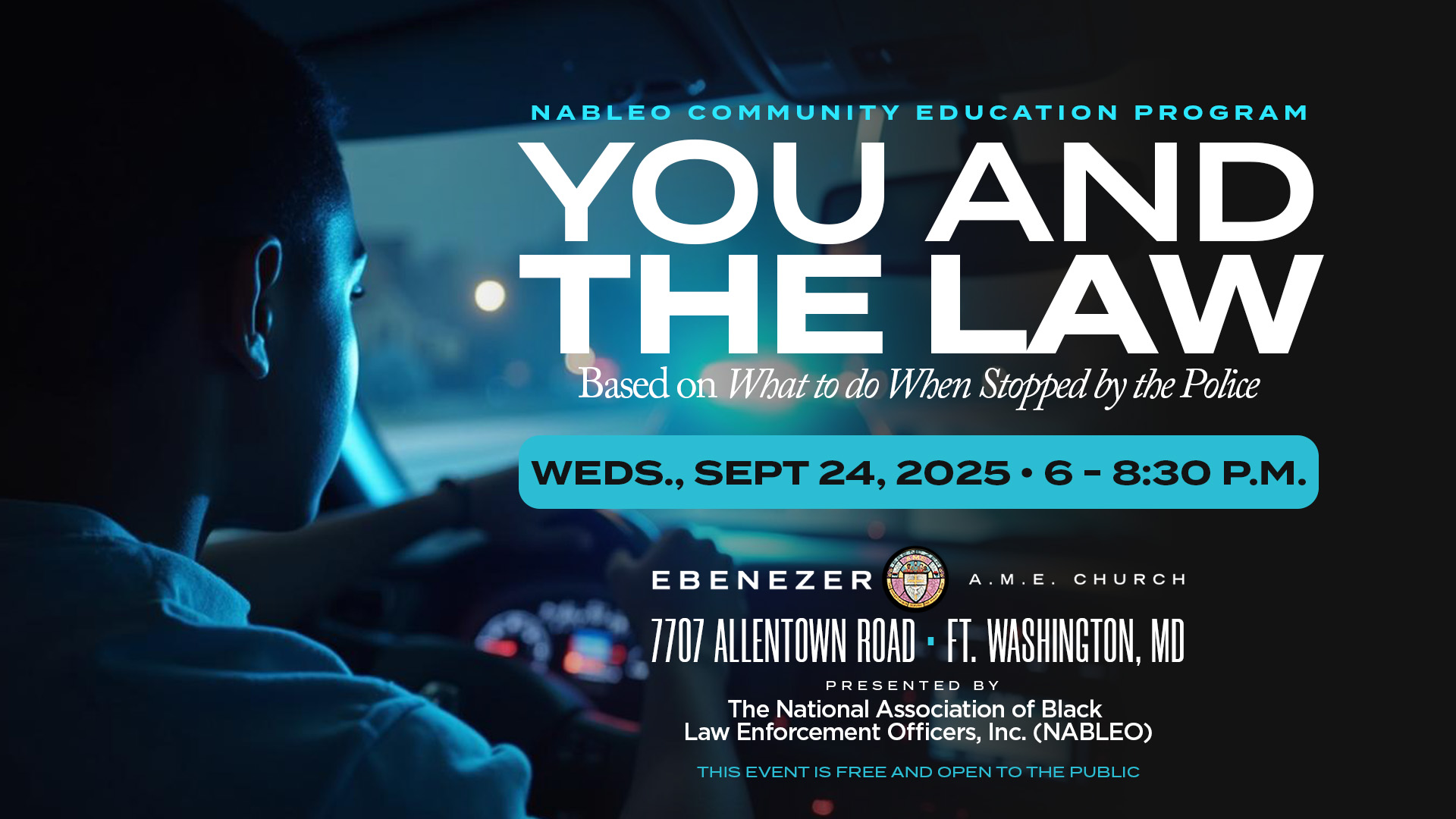 You and the Law Police Stop Training on Sept 24 