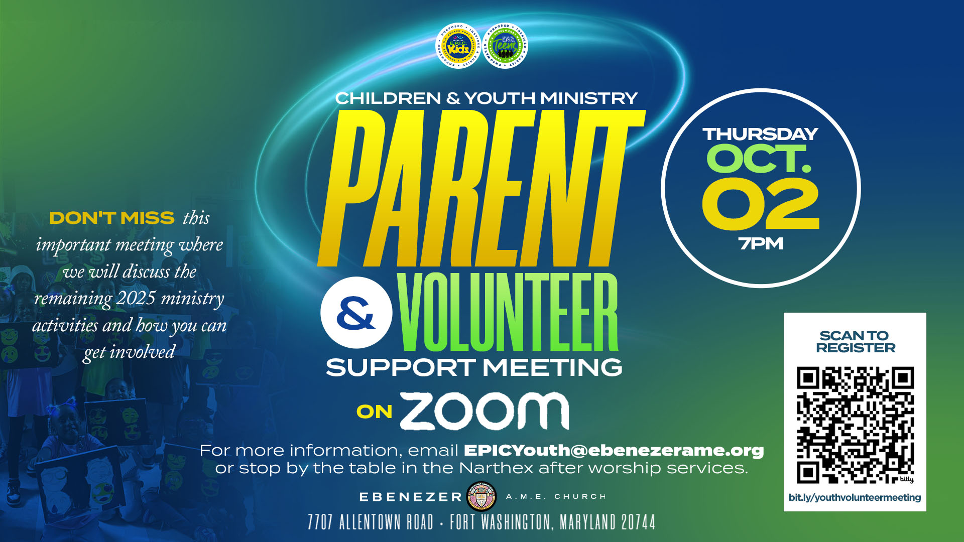 Youth Parent and Volunteer Virtual Meeting on Oct 2