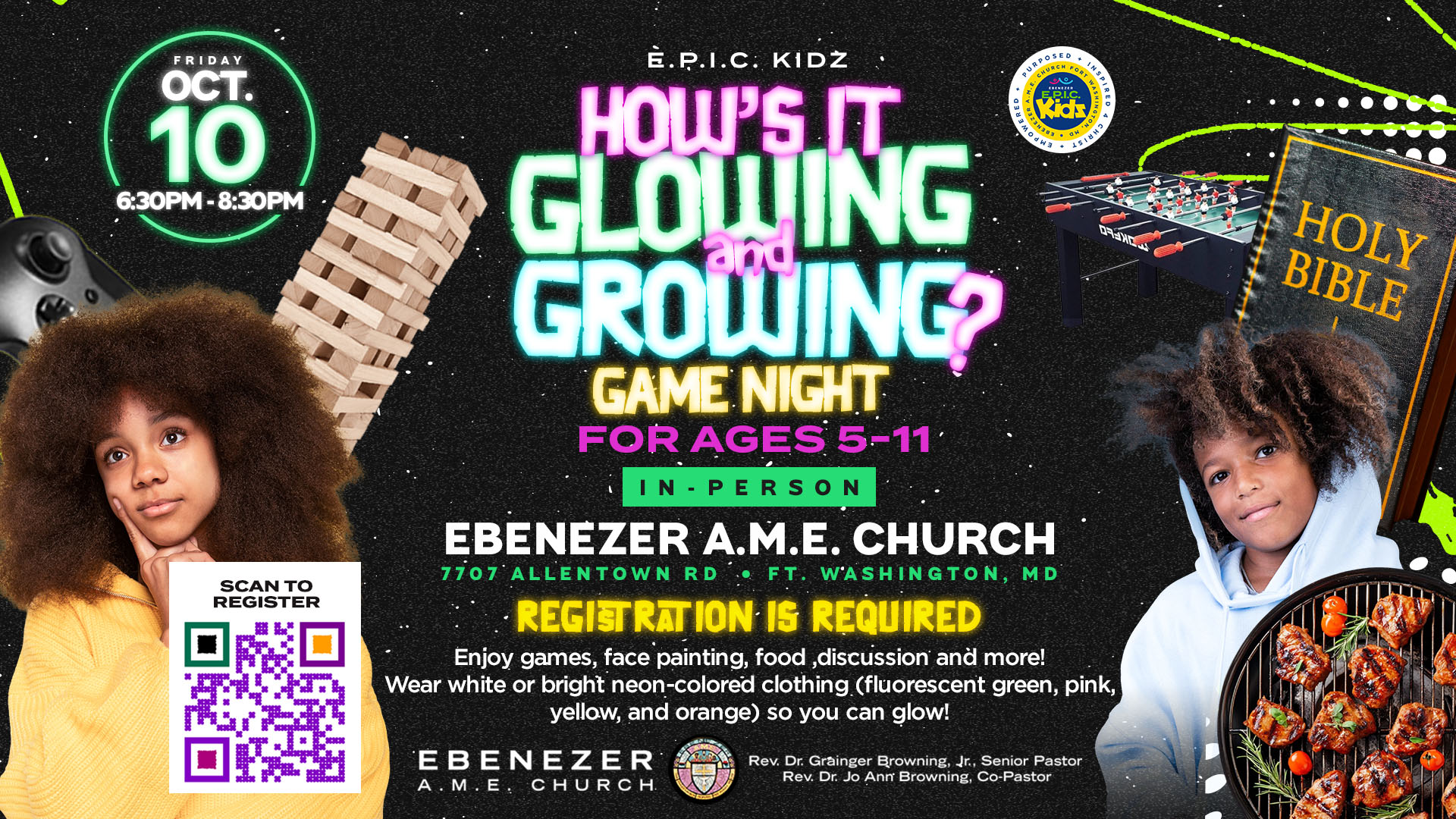 Children's Glow and Grow Game Night on Fri. Oct 10