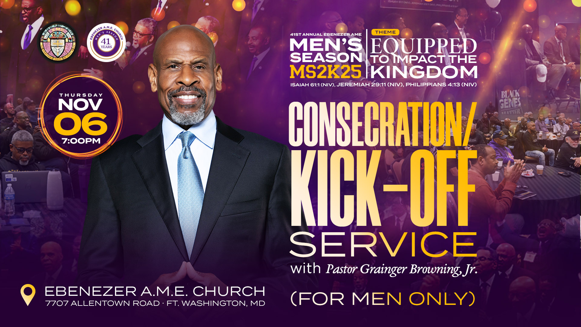 Men’s Season 2025 Kickoff GRAPHIC Men's Season Kickoff with Pastor Grainger on Nov. 6