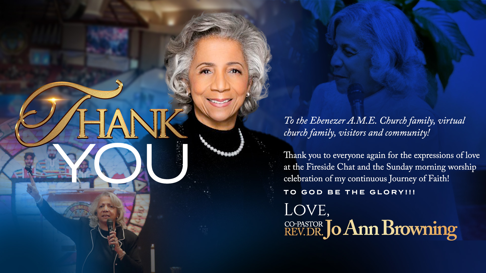 Thank you from Pastor Jo Ann Celebration GRAPHIC Thank you from Pastor Jo Ann Browning