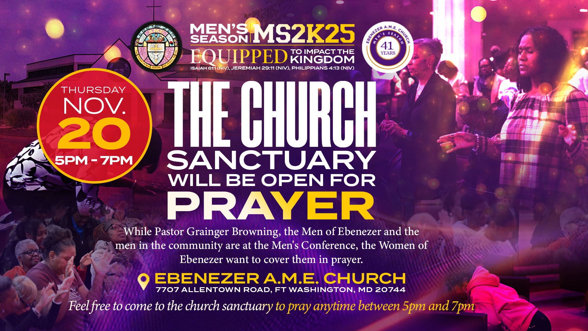 Women to pray for the brothers on the 2025 Men's Conference