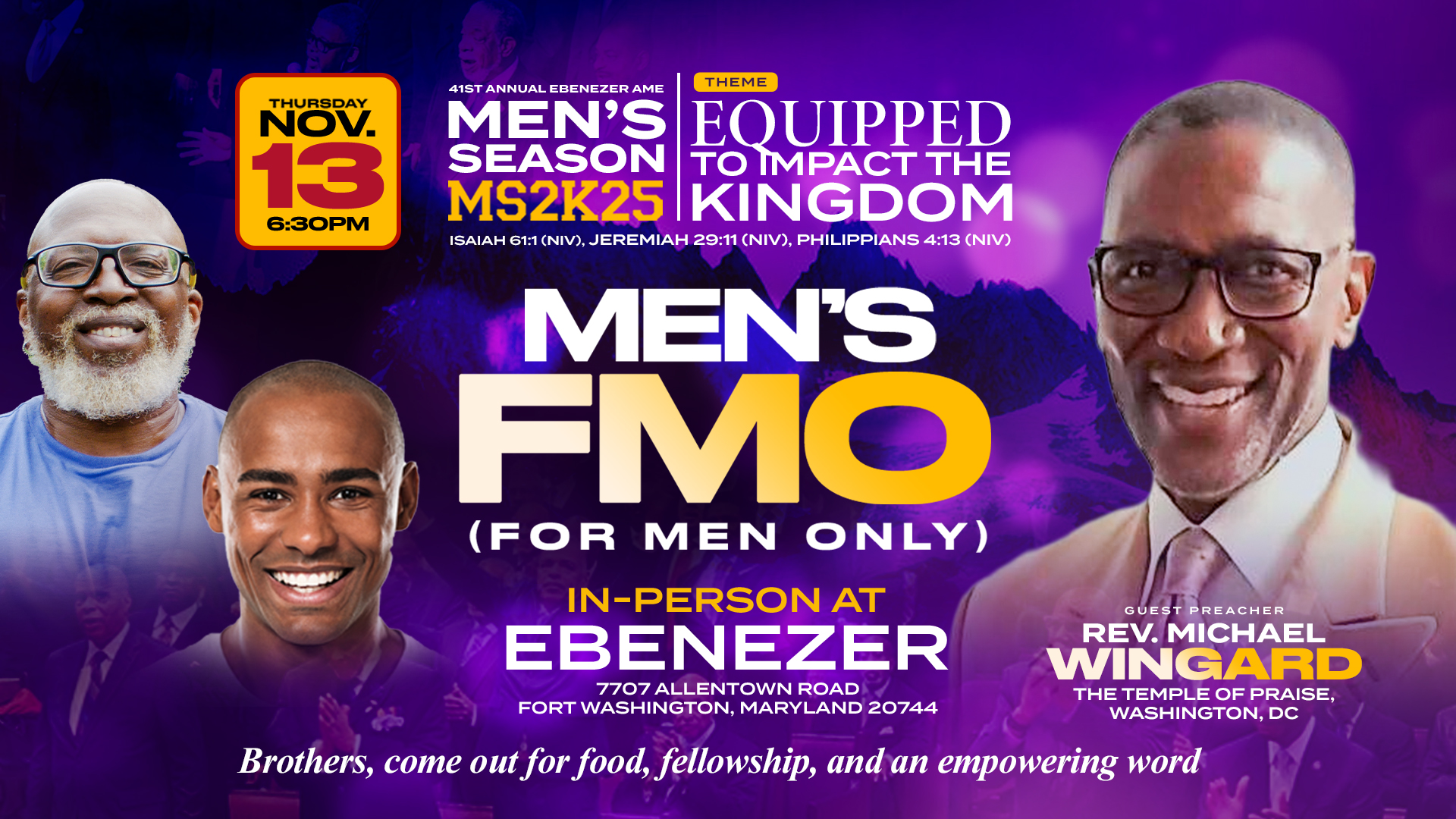 Men's Season FMO on Nov. 13 with Rev. Michael Wingard