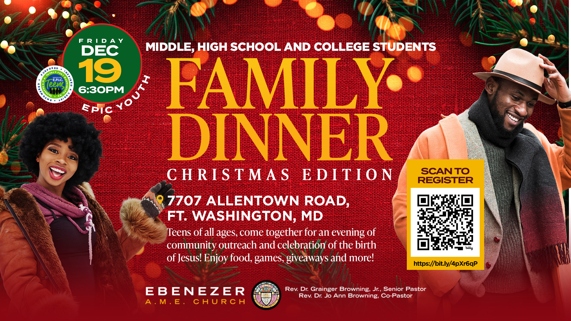 EBENEZER Middle and High Schools Family Dinner 2025 -YOUNG ADULT SCREENS (2) Students Family Dinner Christmas Edition 2025