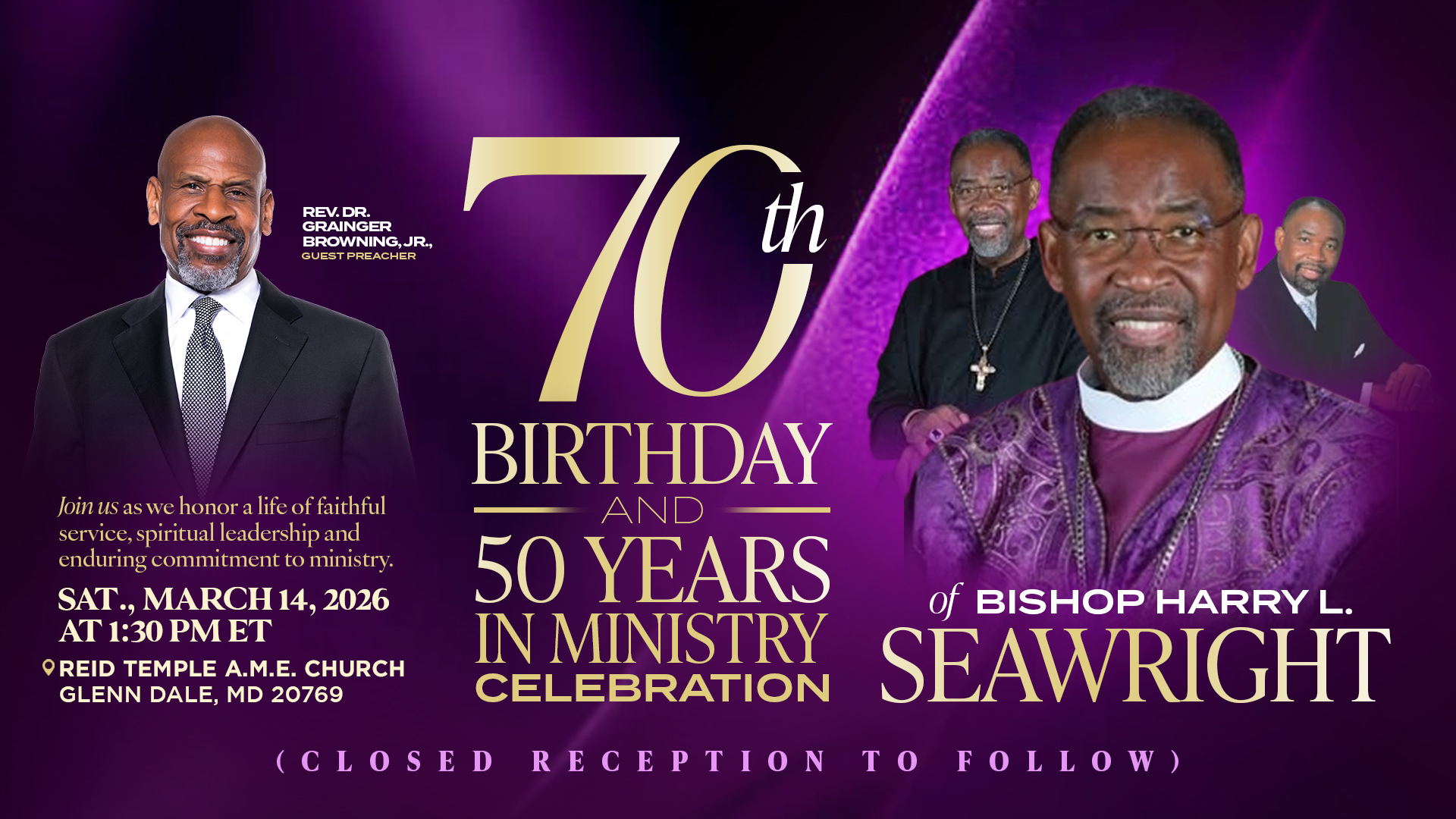 Pastor Grainger Guest Preacher for Bishop Seawright's birthday celebration
