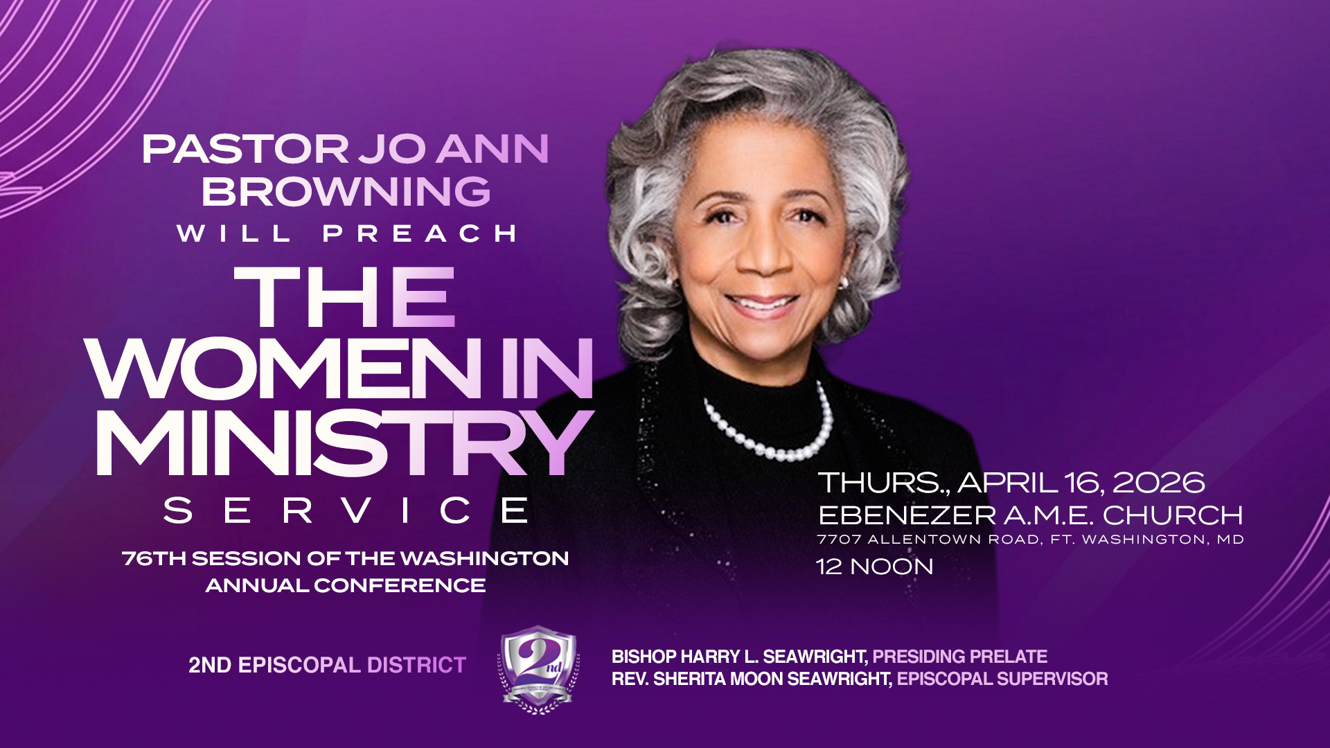 Pastor Jo Ann Women in Ministry GRAPHIC Women in Ministry Service on Thurs., April 16