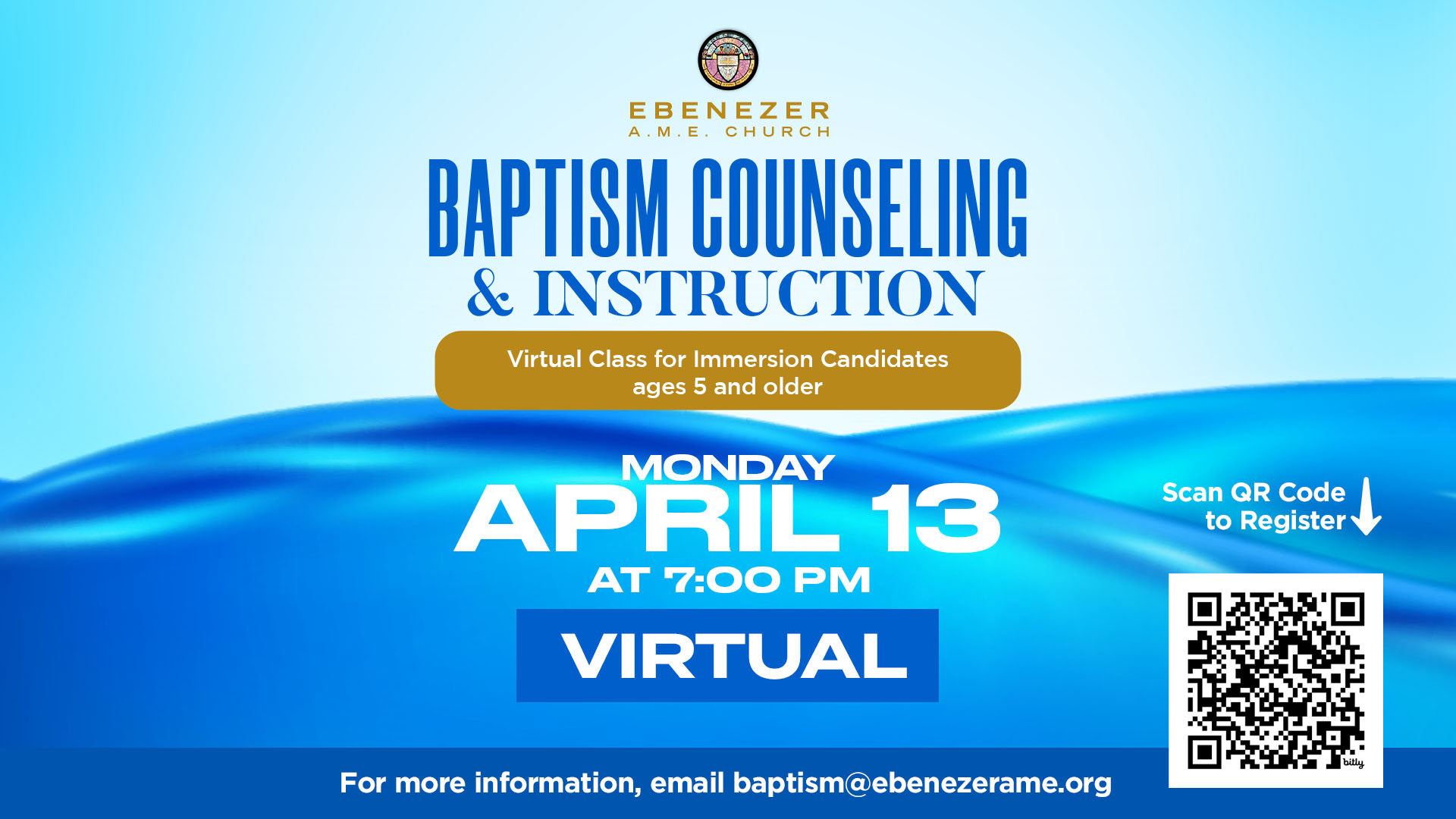 Ebenezer Baptism & Sprinkling Class -APRIL 2026-BAPTISM SCREENS - VIRTUAL Baptism Immersion Class on April 13