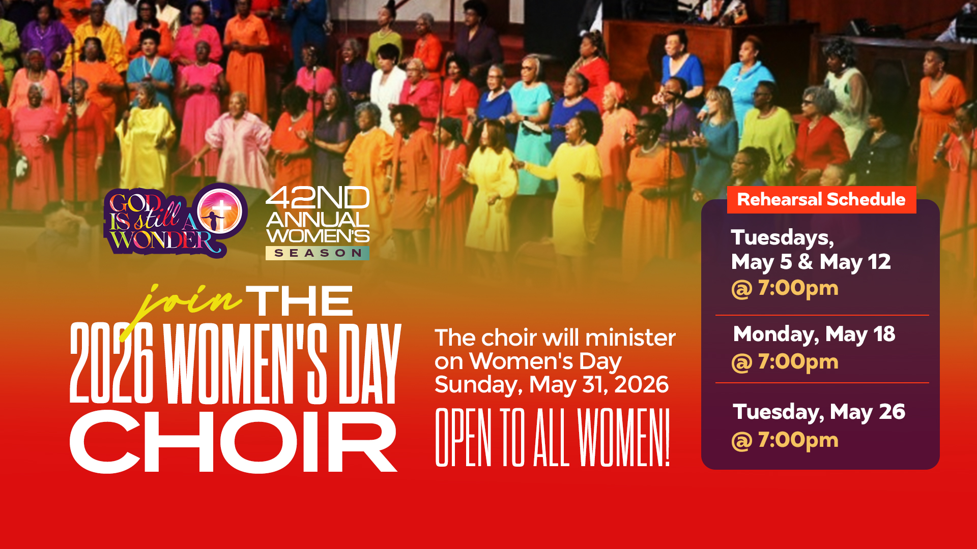 2026 Women's Day Choir Rehearsals start in May