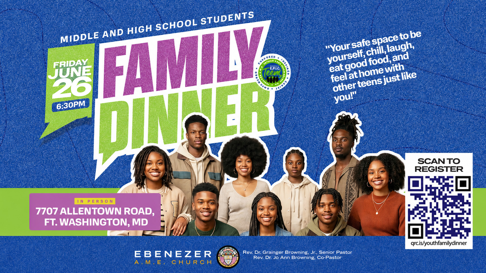 Youth Family Dinner on June 26 