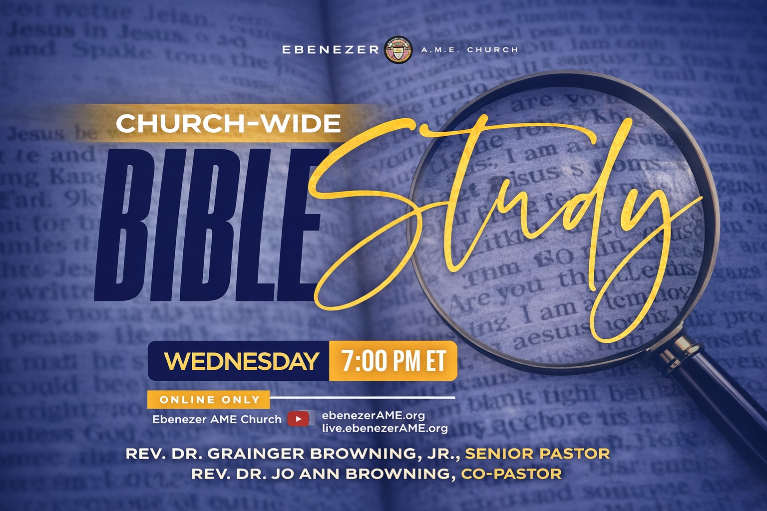 Virtual Churchwide Bible Study each Wednesday 