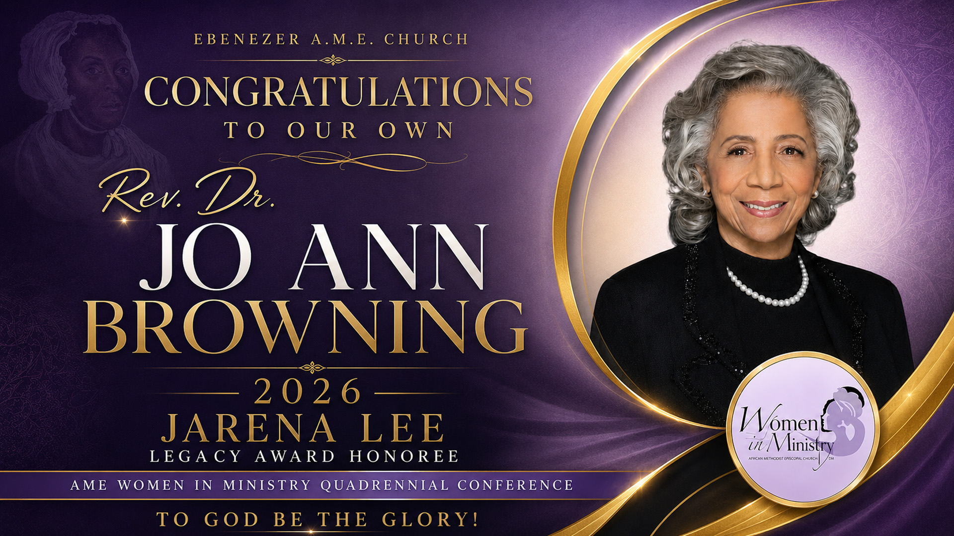 Pastor Jo Ann to receive the Rev. Jarena Lee Award 