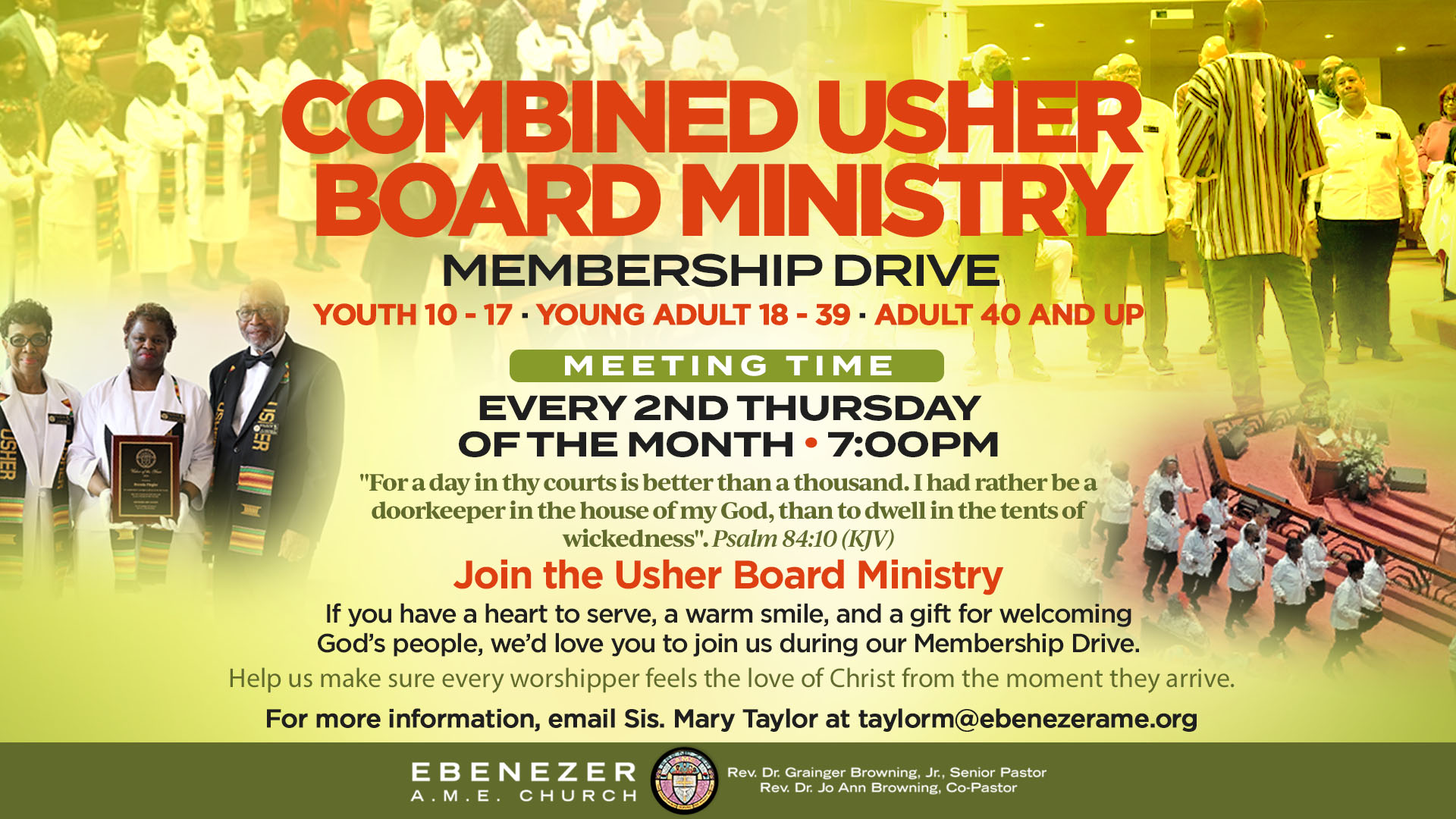 Ebenezer Usher Board Recruitment Flyer -MEMEBERSHIP DRIVE SCREENS (9) Combined Usher Board Recruitment for New Members