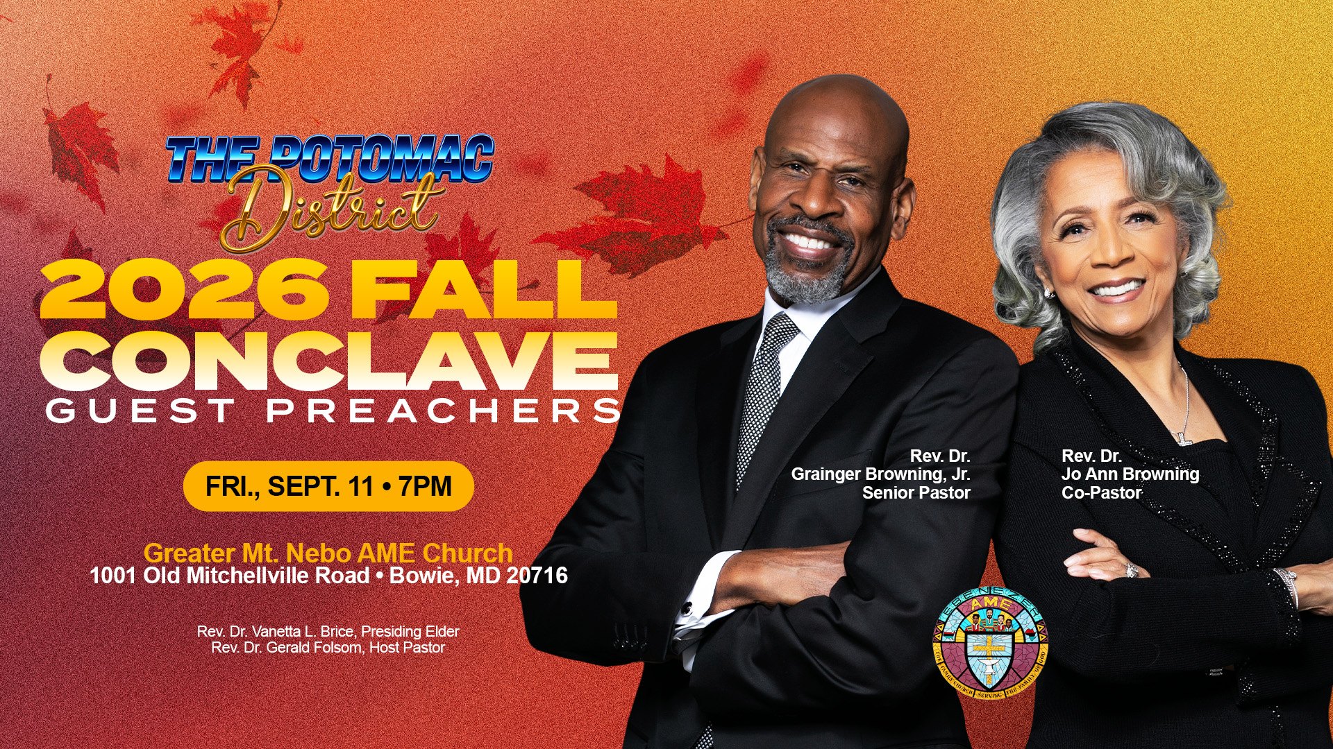Pastors to preach at Potomac Conclave GRAPHIC Pastors to preach at Fall Conclave on Sept 11