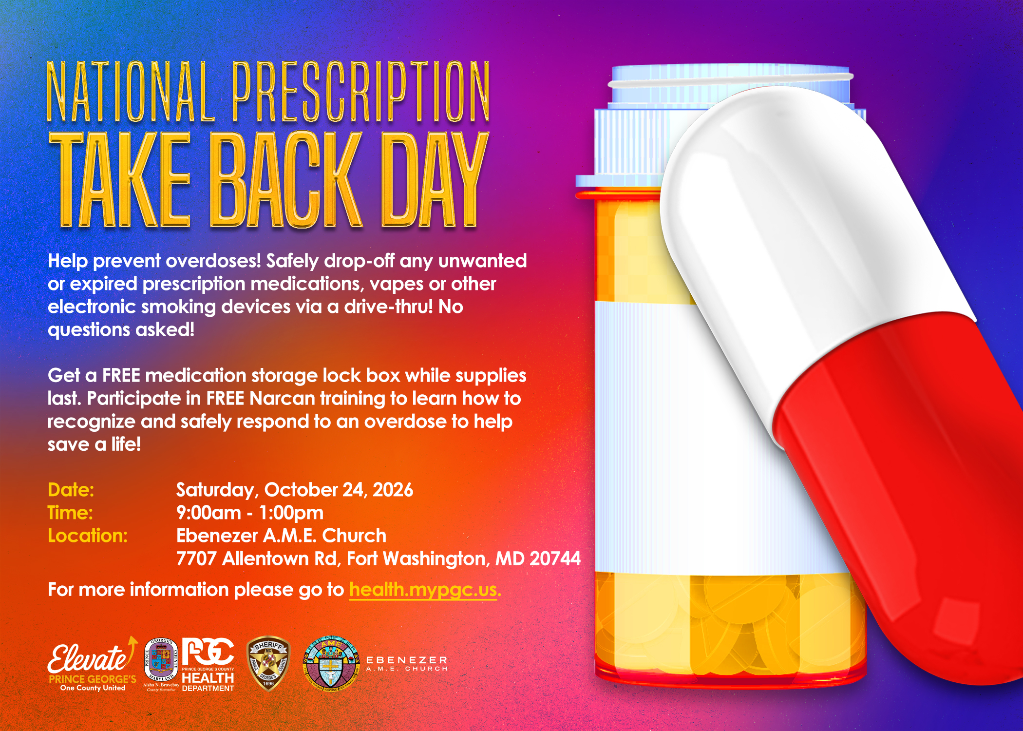 National Prescription TakeBack Day on Oct 24 
