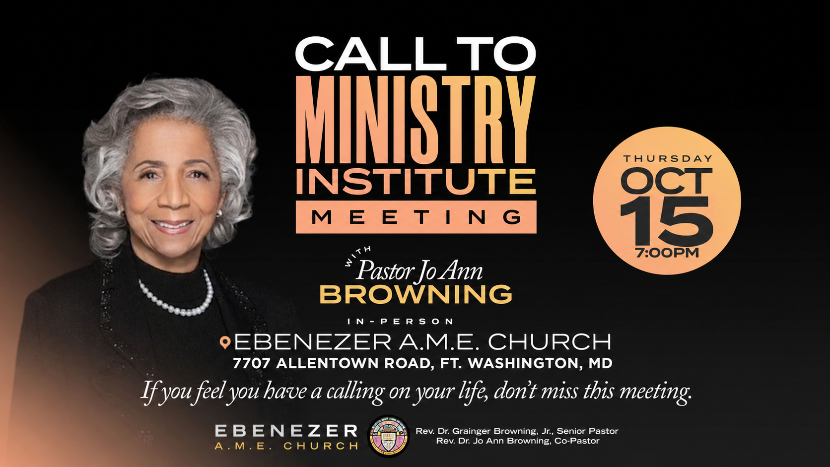 Call to Ministry on Thurs., Oct 15