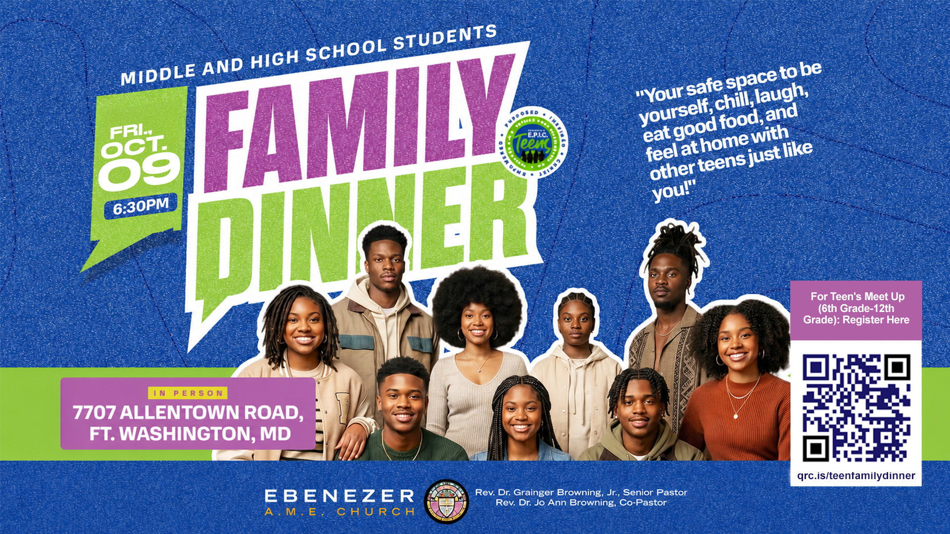 Youth Family Dinner on Fri., Oct 9
