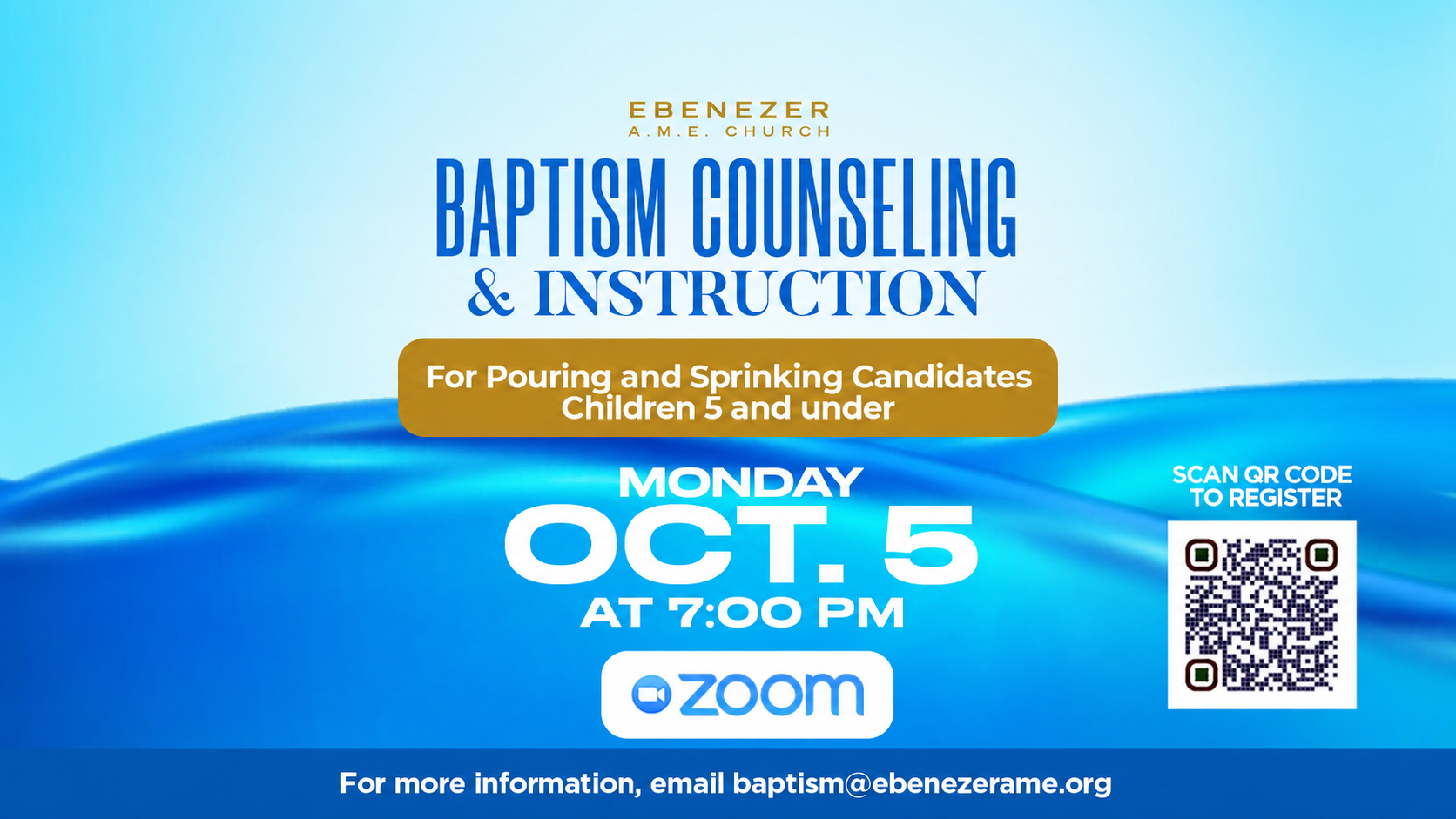 Baptism Pouring & Sprinkling Class on Oct 5